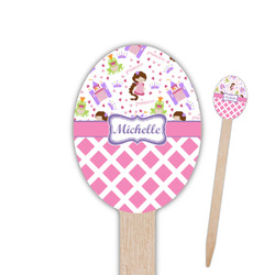 Princess & Diamond Print Oval Wooden Food Picks - Double Sided (Personalized)