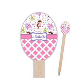 Princess & Diamond Print Oval Wooden Food Picks (Personalized)