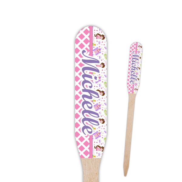 Custom Princess & Diamond Print Paddle Wooden Food Picks (Personalized)