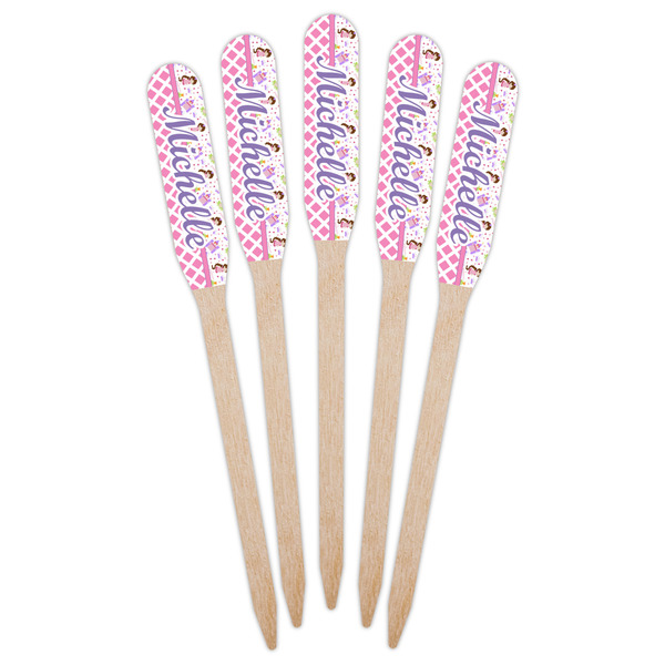 Princess & Diamond Print Wooden Food Pick - Paddle - Fan View