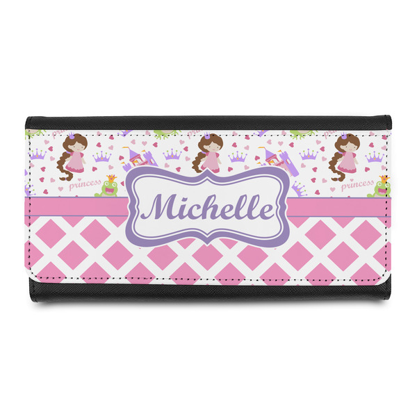 Custom Princess & Diamond Print Leatherette Ladies Wallet (Personalized)