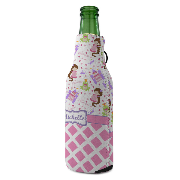 Princess & Diamond Print Zipper Bottle Cooler - ANGLE (bottle)