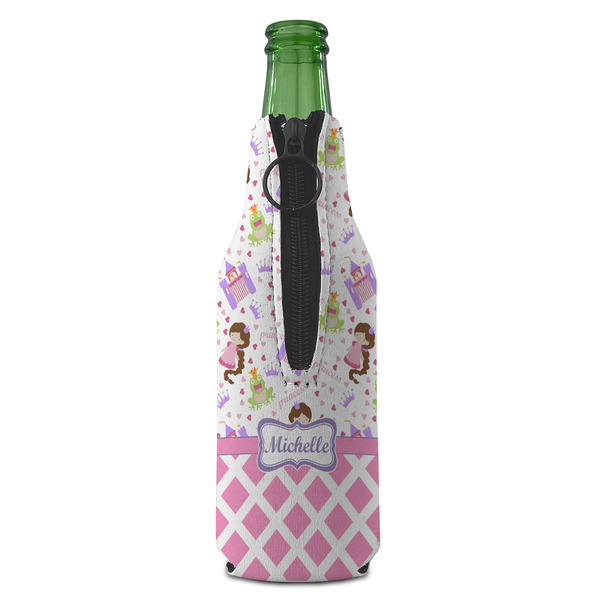 Princess & Diamond Print Zipper Bottle Cooler - BACK (bottle)