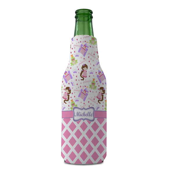 Princess & Diamond Print Zipper Bottle Cooler - FRONT (bottle)