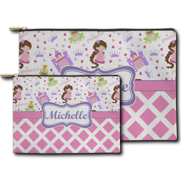 Princess & Diamond Print Zippered Pouches - Size Comparison