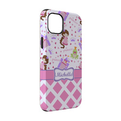 Princess & Diamond Print iPhone Case - Rubber Lined - iPhone 14 Pro (Personalized)