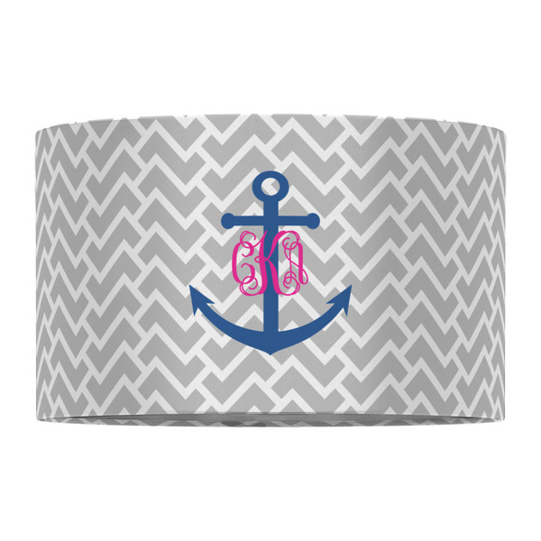 Monogram Anchor 12" Drum Lampshade - FRONT (Fabric)