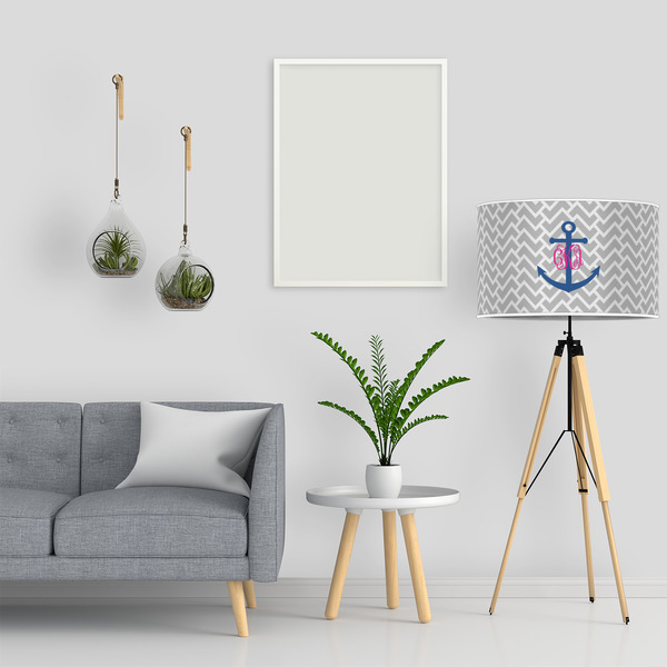 Monogram Anchor 12" Drum Lampshade - LIFESTYLE