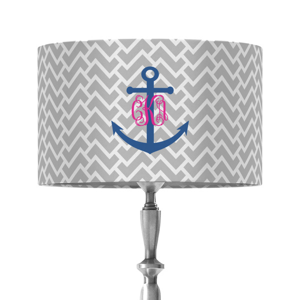 Custom Monogram Anchor 12" Drum Lamp Shade - Fabric