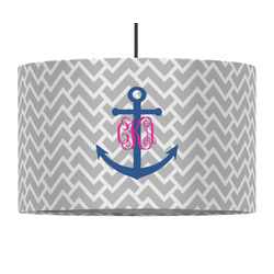 Monogram Anchor 12" Drum Pendant Lamp - Fabric