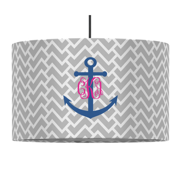 Custom Monogram Anchor 12" Drum Pendant Lamp - Fabric