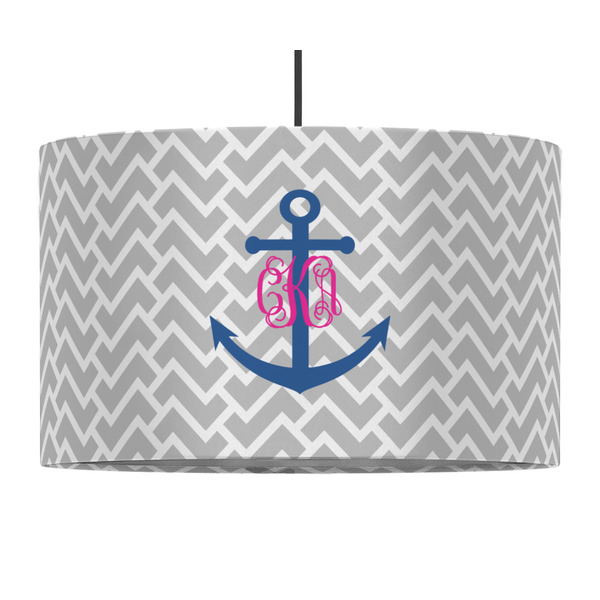 Monogram Anchor 12" Drum Lampshade - PENDANT (Fabric)