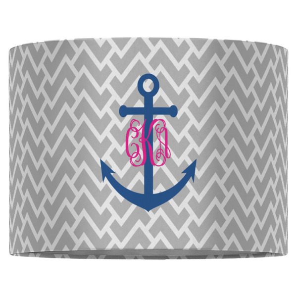 Monogram Anchor 16" Drum Lampshade - FRONT (Fabric)