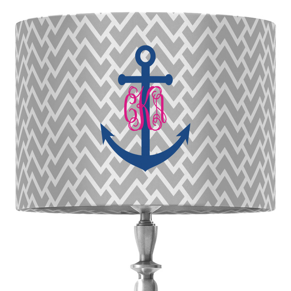Custom Monogram Anchor 16" Drum Lamp Shade - Fabric