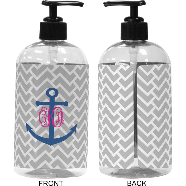 Monogram Anchor 16 oz Plastic Liquid Dispenser (Approval) - Black