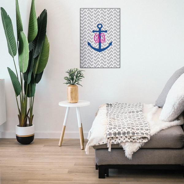 Monogram Anchor 20x30 Wood Print - In Context
