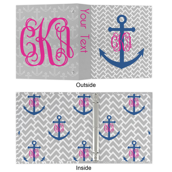 Monogram Anchor 3 Ring Binders - Full Wrap - 1" - APPROVAL