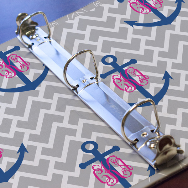 Monogram Anchor 3 Ring Binders - Full Wrap - 1" - DETAIL