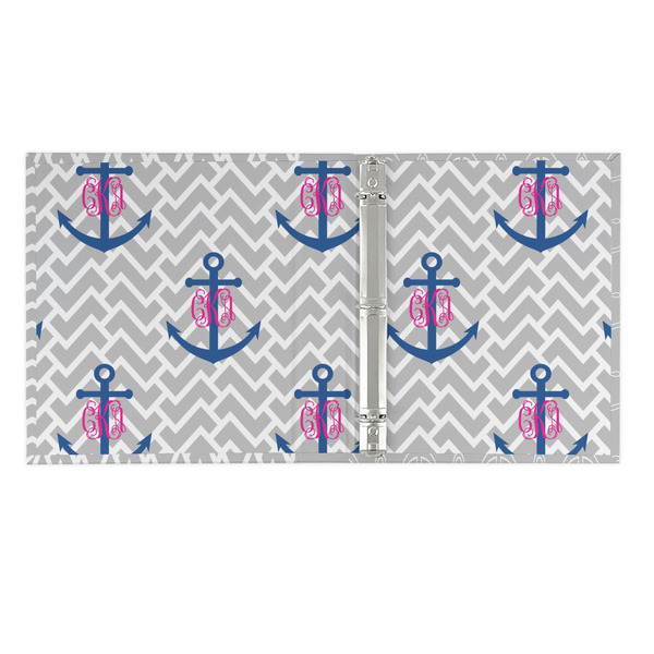 Monogram Anchor 3 Ring Binders - Full Wrap - 1" - OPEN INSIDE