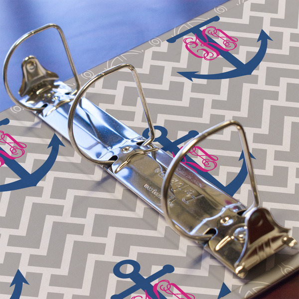 Monogram Anchor 3 Ring Binders - Full Wrap - 2" - DETAIL