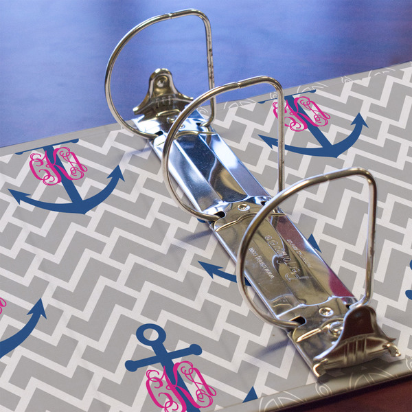 Monogram Anchor 3 Ring Binders - Full Wrap - 3" - DETAIL