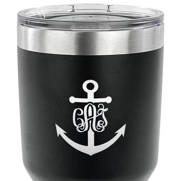 Monogram Anchor 30 oz Stainless Steel Ringneck Tumbler - Black - CLOSE UP