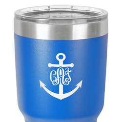 Monogram Anchor 30 oz Stainless Steel Tumbler - Royal Blue - Double-Sided