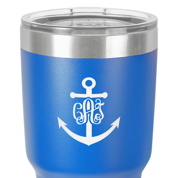 Monogram Anchor 30 oz Stainless Steel Ringneck Tumbler - Blue - Close Up