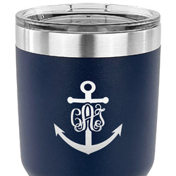 Monogram Anchor 30 oz Stainless Steel Tumbler - Navy - Double Sided