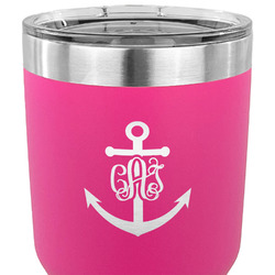 Monogram Anchor 30 oz Stainless Steel Tumbler - Pink - Single Sided