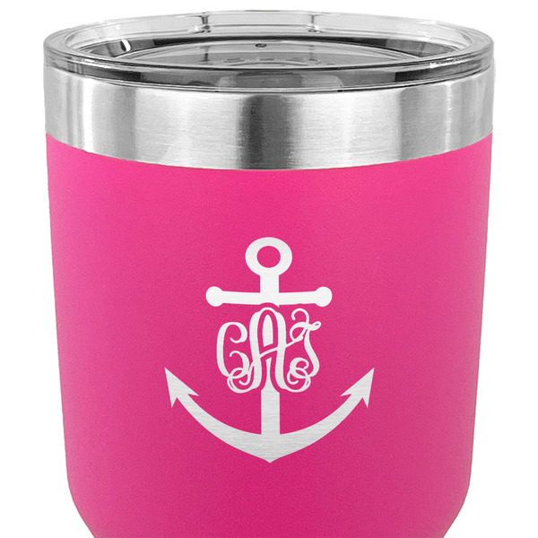Monogram Anchor 30 oz Stainless Steel Ringneck Tumbler - Pink - CLOSE UP