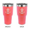 Monogram Anchor 30 oz Stainless Steel Ringneck Tumblers - Coral - Double Sided - APPROVAL
