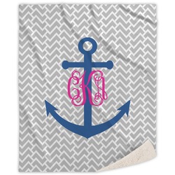Monogram Anchor Sherpa Throw Blanket (Personalized)