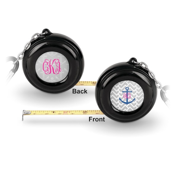 Monogram Anchor 6-Ft Pocket Tape Measure with Carabiner Hook - Front and Back