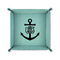 Monogram Anchor 6" x 6" Teal Leatherette Snap Up Tray - FOLDED UP