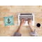 Monogram Anchor 6" x 6" Teal Leatherette Snap Up Tray - LIFESTYLE