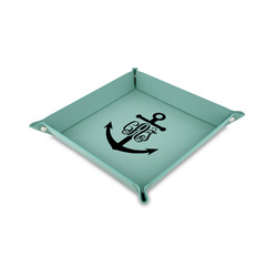 Monogram Anchor 6" x 6" Teal Faux Leather Valet Tray