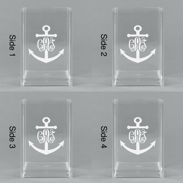 Monogram Anchor Acrylic Pen Holder - All Sides