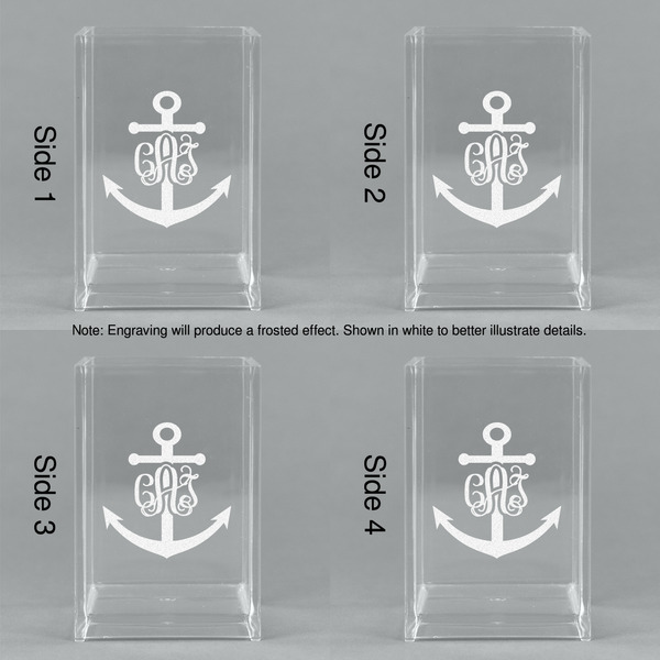 Monogram Anchor Acrylic Pen Holder - All Sides