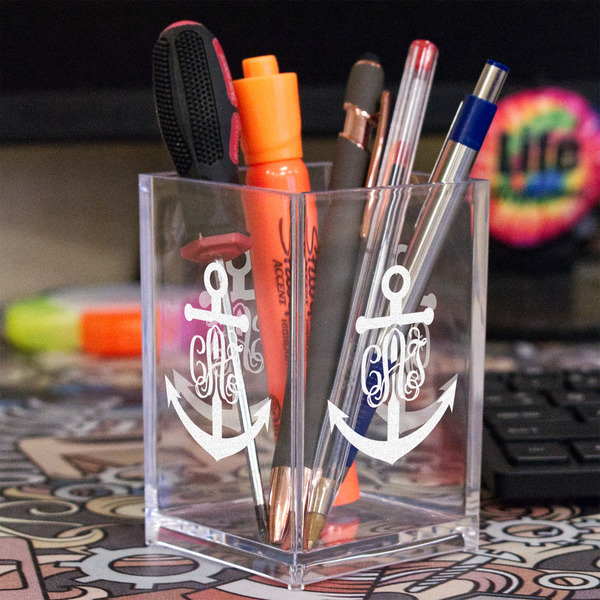 Monogram Anchor Acrylic Pen Holder - In Context