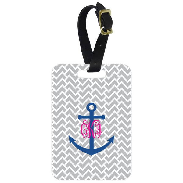 Custom Monogram Anchor Metal Luggage Tag