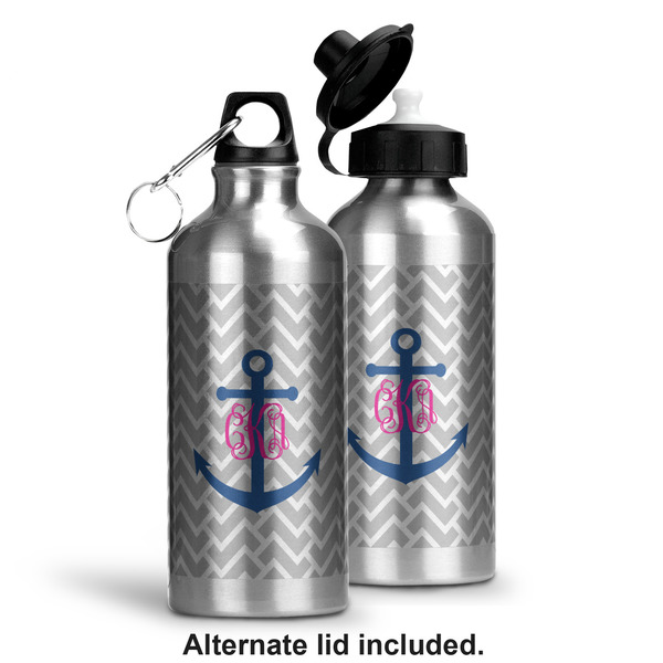 Monogram Anchor Aluminum Water Bottle - Alternate lid options