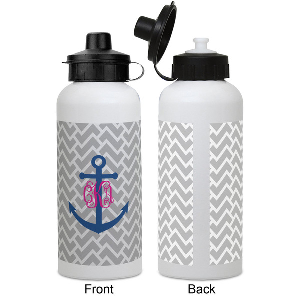 Monogram Anchor Aluminum Water Bottle - White APPROVAL