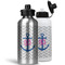 Monogram Anchor Aluminum Water Bottles - MAIN (white &silver)