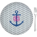 Monogram Anchor 8" Glass Appetizer / Dessert Plates - Single or Set (Personalized)