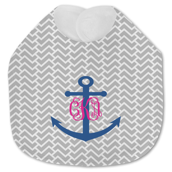 Custom Monogram Anchor Jersey Knit Baby Bib