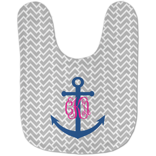 Monogram Anchor Baby Bib - AFT flat