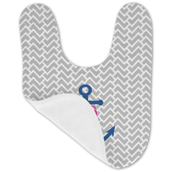 Monogram Anchor Baby Bib - AFT folded