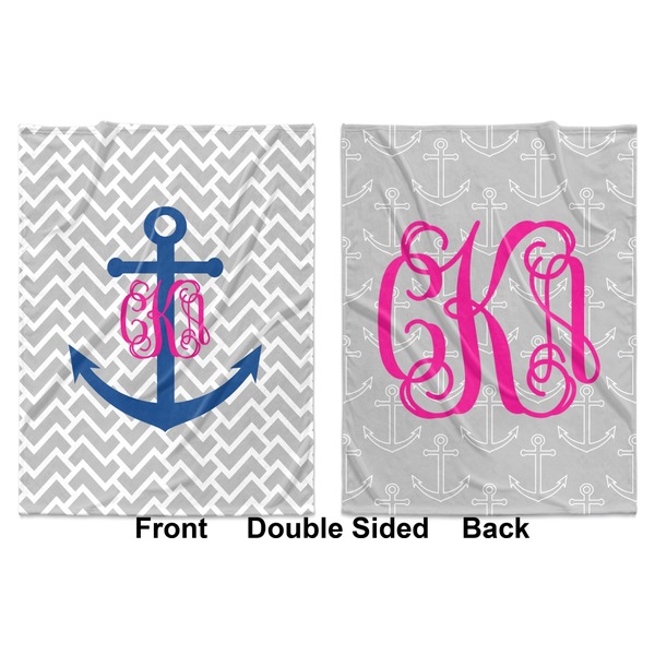 Monogram Anchor Baby Blanket (Double Sided - Printed Front and Back)