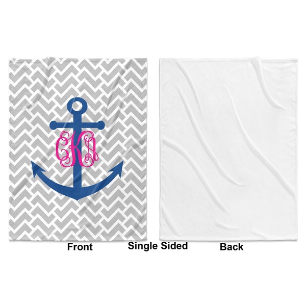 Monogram Anchor Baby Blanket (Single Side - Printed Front, White Back)
